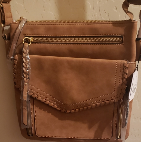 VR NYC Zip Closure Whipstitch Trim Flap Crossbody - Picture 7 of 7